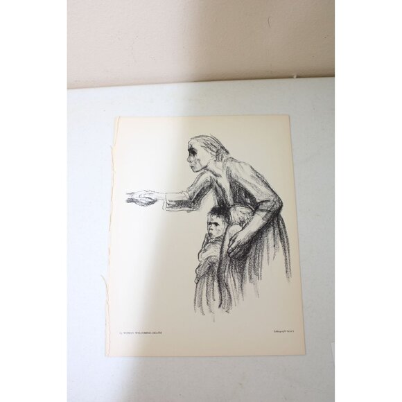 KÄTHE KOLLWITZ Woman Welcoming Death In The Water Vintage Print 91977 - Picture 2 of 5